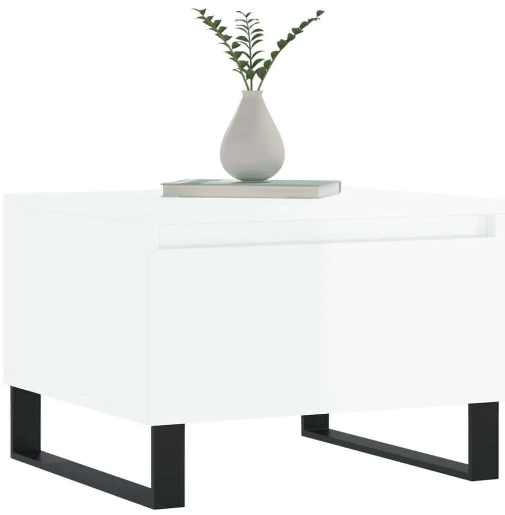 vidaXL Τραπεζάκια Σαλονιού 2 τεμ. Γυαλ. Λευκό 50x46x35 εκ. Επεξ. Ξύλο