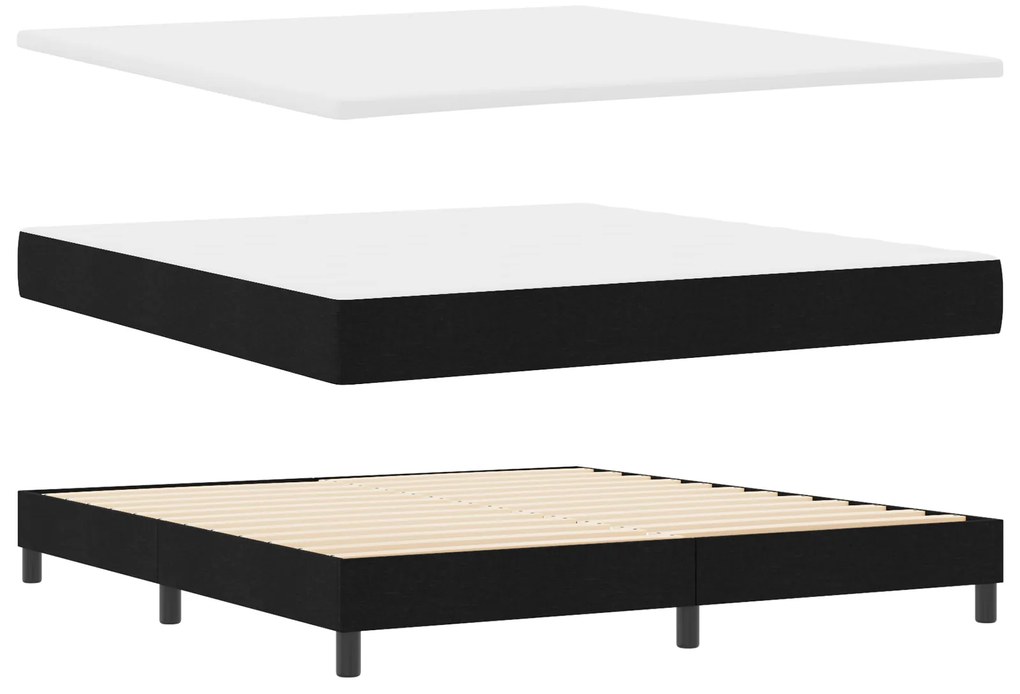 vidaXL Kρεβάτι Box Spring με Στρώμα Μαύρο 180x200 εκ. Υφασμάτινο