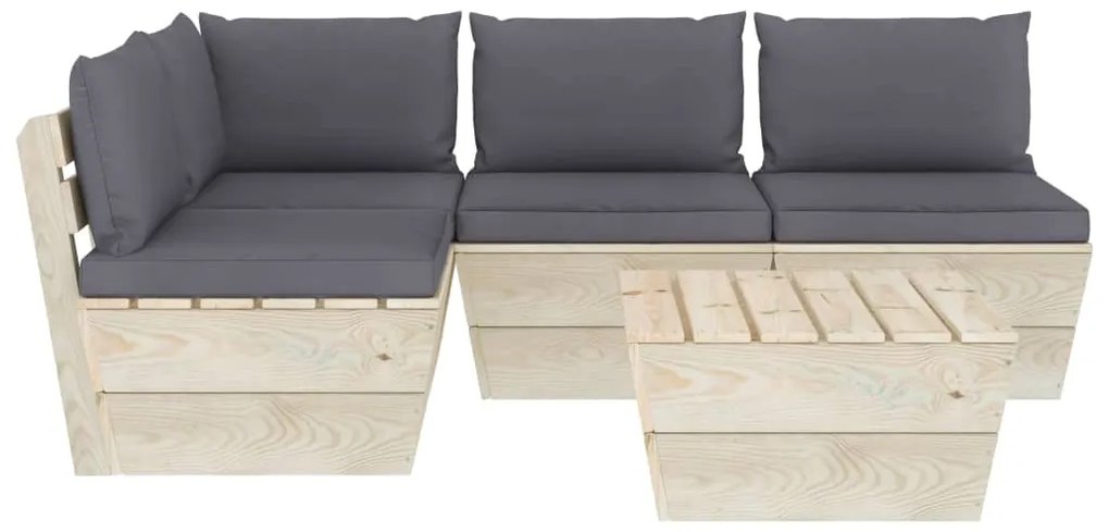 vidaXL Σαλόνι Κήπου από Παλέτες 5 τεμ. Ξύλο Ερυθρελάτης με Μαξιλάρια