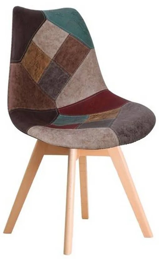 Καρέκλα Martin Patchwork Brown ΕΜ136,84 49x57x82cm Σετ 4τμχ Wood, Fabric