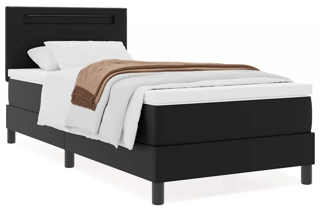 vidaXL Κρεβάτι με Στρώμα με στρώμα Μαύρο 100 x 200 cm Τεχνητό δέρμα