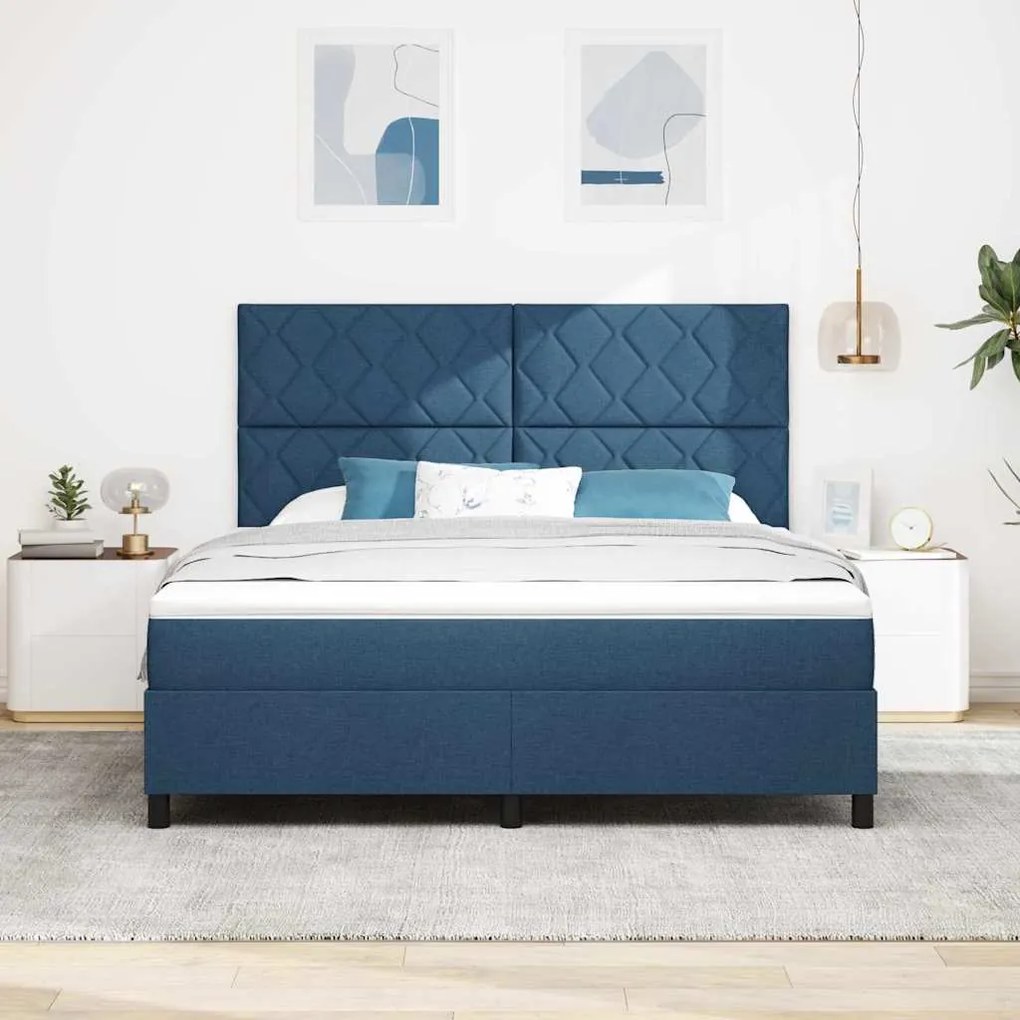 vidaXL Κρεβάτι με ελατήρια με στρώμα Μπλε 180 x 200 cm ύφασμα
