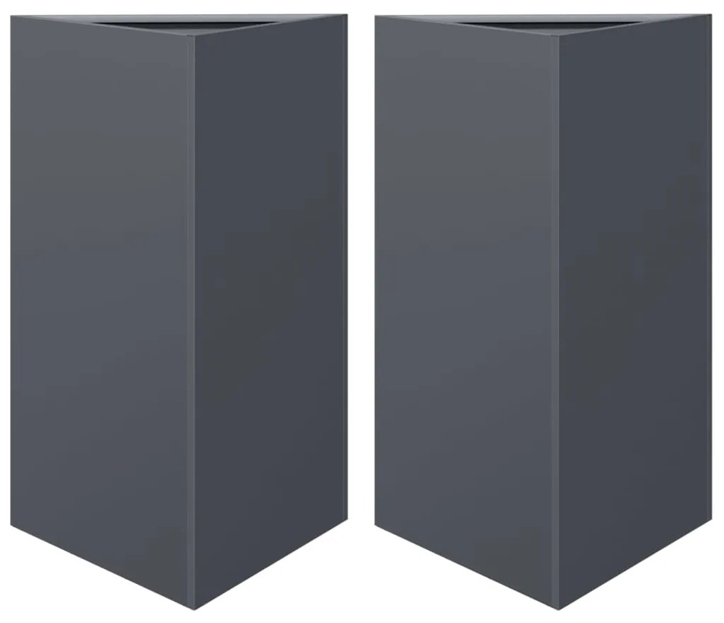 vidaXL Ζαρντινιέρες Κήπου 2 τεμ. Ανθρακί Τρίγωνο 50x43x75 εκ. Ατσάλι