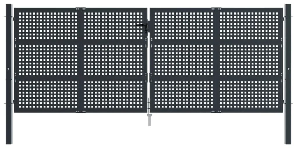vidaXL Πύλη Κήπου Ανθρακί 400 x 125 εκ. Ατσάλινη