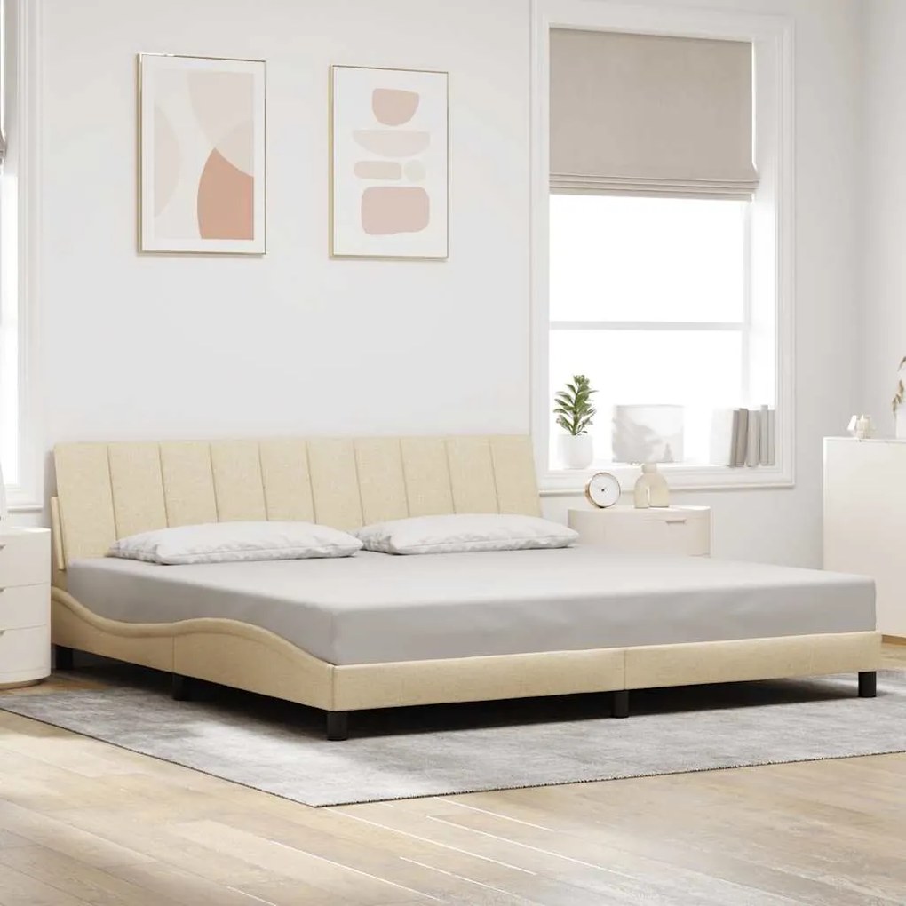 vidaXL Σκελετός Κρεβατιού Χωρίς Στρώμα Κρεμ 200x200 εκ. Υφασμάτινο