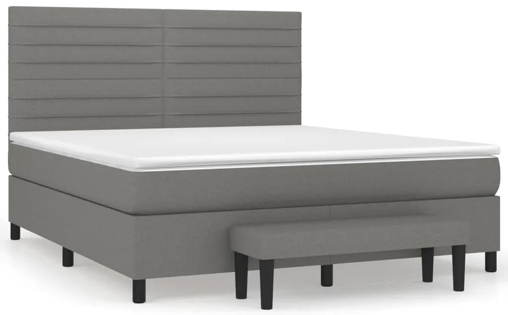 vidaXL Κρεβάτι Boxspring με Στρώμα Σκούρο Γκρι 160x200 εκ Υφασμάτινο