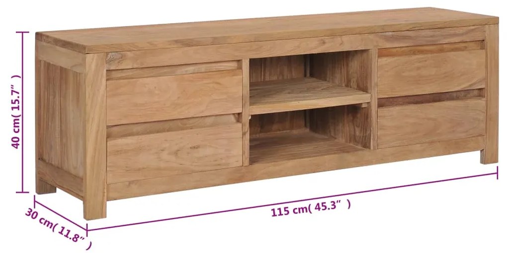 Έπιπλο Τηλεόρασης 115x30x40 εκ. από Μασίφ Ξύλο Teak 282846