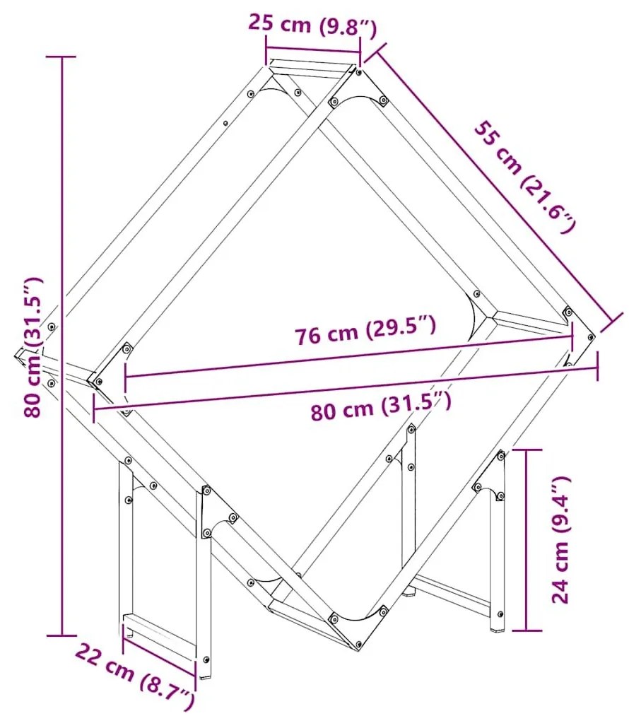 Ράφι για καυσόξυλα Ανθρακί 80x25x80 εκ. Ατσάλι ψυχρής έλασης - Ανθρακί