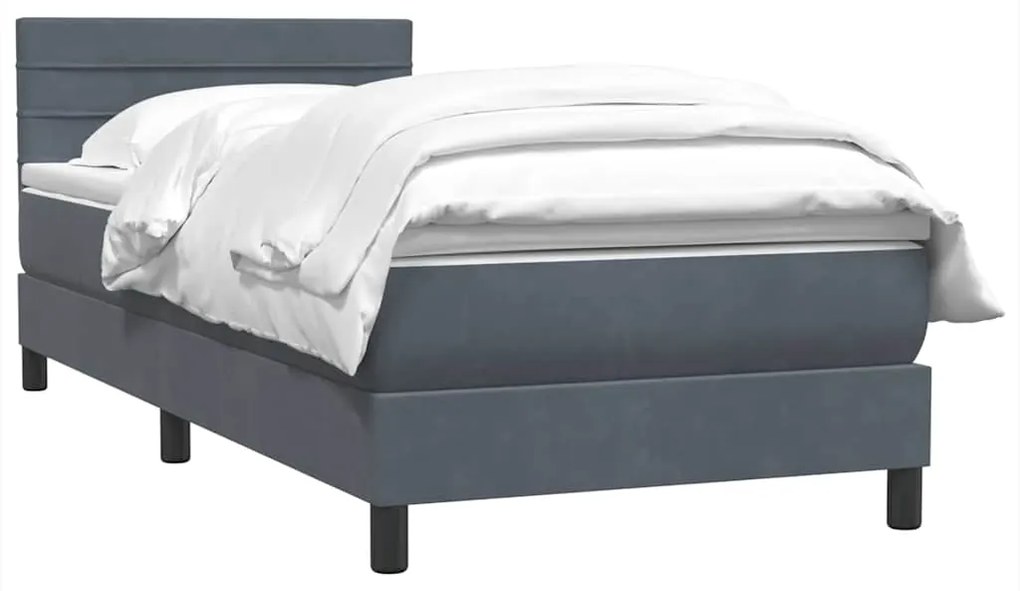 vidaXL Κρεβάτι Boxspring με Στρώμα Σκούρο Γκρι 100x210 εκ. Βελούδινο