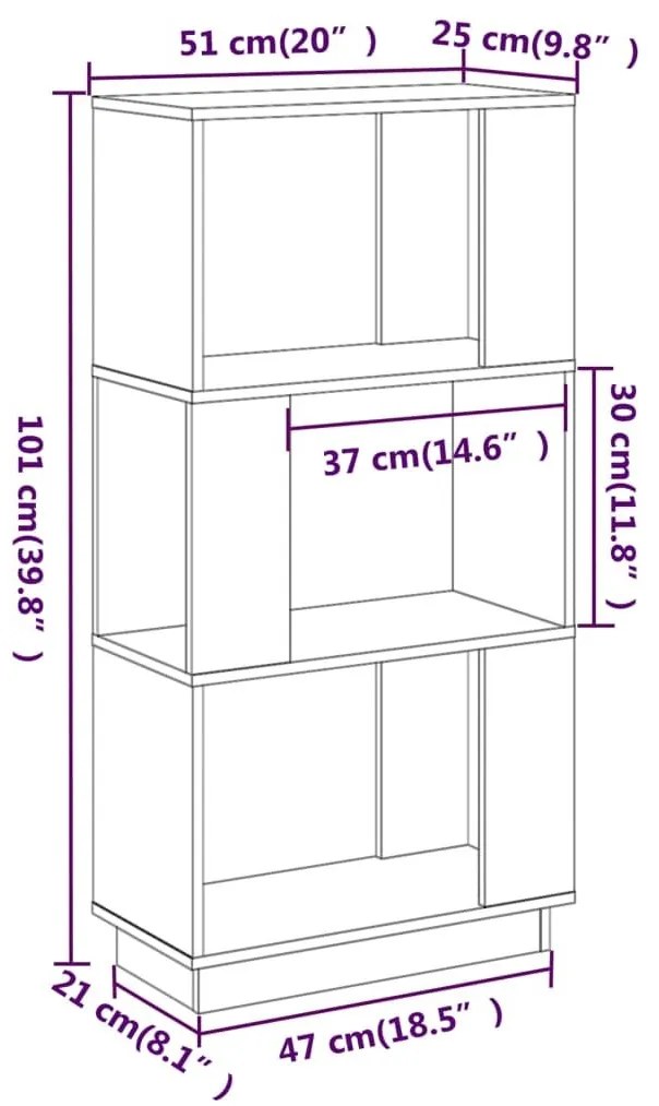 Βιβλιοθήκη/Διαχωριστικό Χώρου Λευκό 51x25x101 εκ. Μασίφ Πεύκο - Λευκό