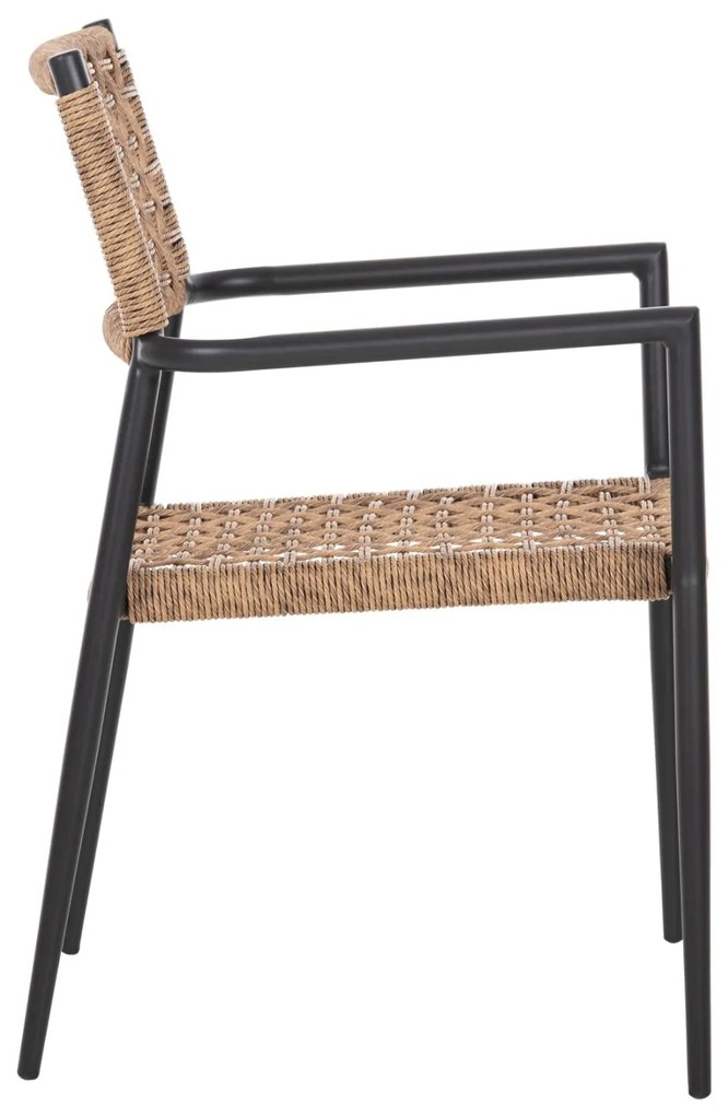 Καρέκλα - Πολυθρόνα TRILAN C6044.02 Μαύρη Αλουμινίου με Φυσικό Συνθετικό Rattan 57x59x85Υεκ. 57x59x85 εκ.