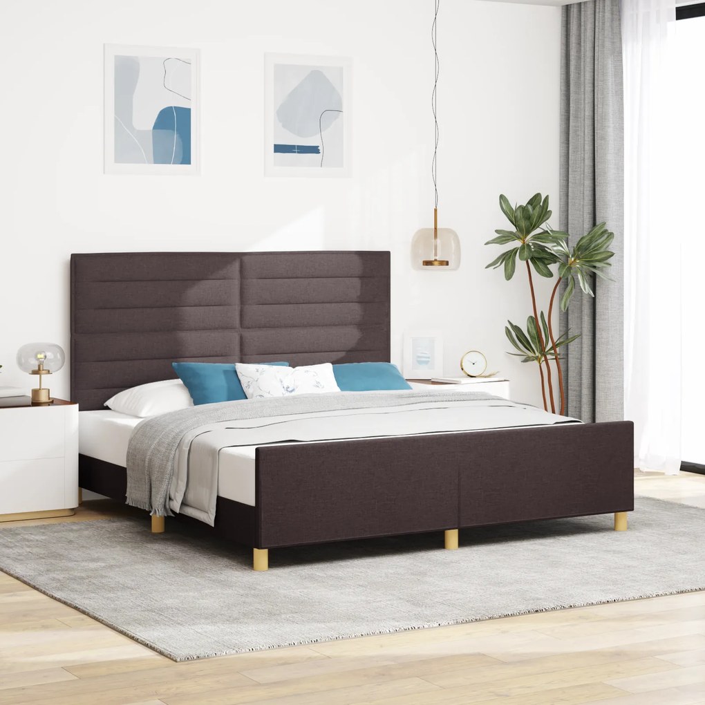 vidaXL Κρεβάτι Σκελετός Σκούρο Καφέ 180x200 εκ Υφάσματος