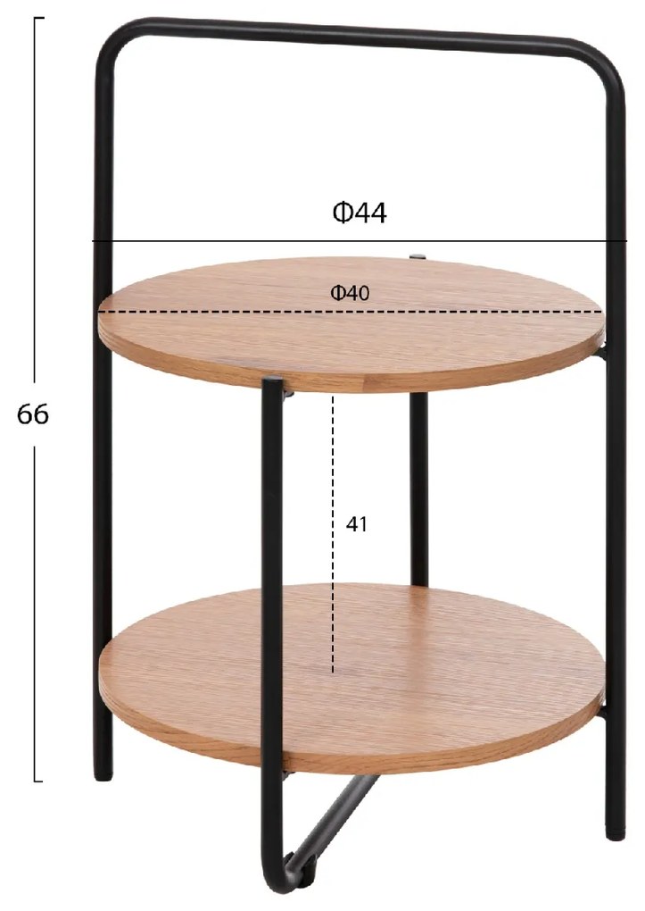 ΒΟΗΘΗΤΙΚΟ ΤΡΑΠΕΖΙ SYLO HM9618.01 MDF ΣΕ ΦΥΣΙΚΟ-ΜΑΥΡΟ ΜΕΤΑΛΛΟ Φ44x66Υεκ.