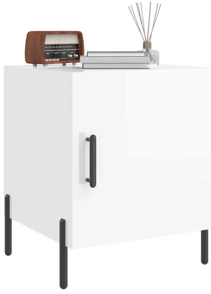vidaXL Κομοδίνα 2 τεμ. Γυαλ. Λευκό 40 x 40 x 50 εκ. από Επεξεργ. Ξύλο