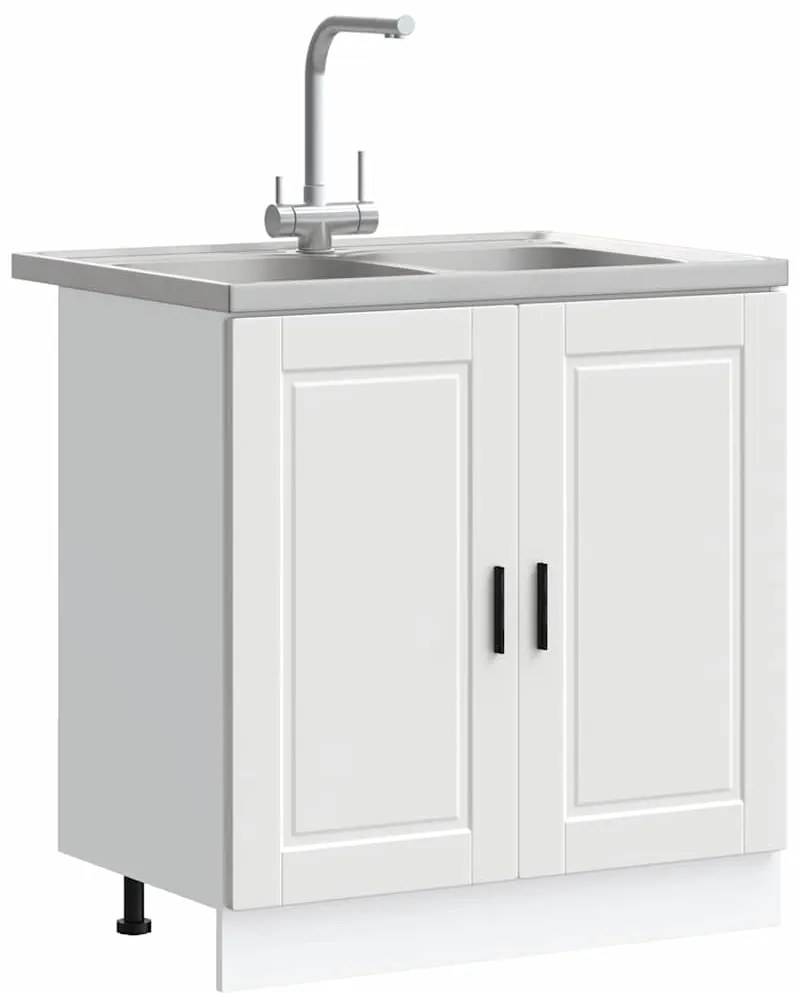 vidaXL Βάση νιπτήρα 2 pcs Λευκό 80 x 46 x 84.5 εκ. Επεξεργασμένο ξύλο