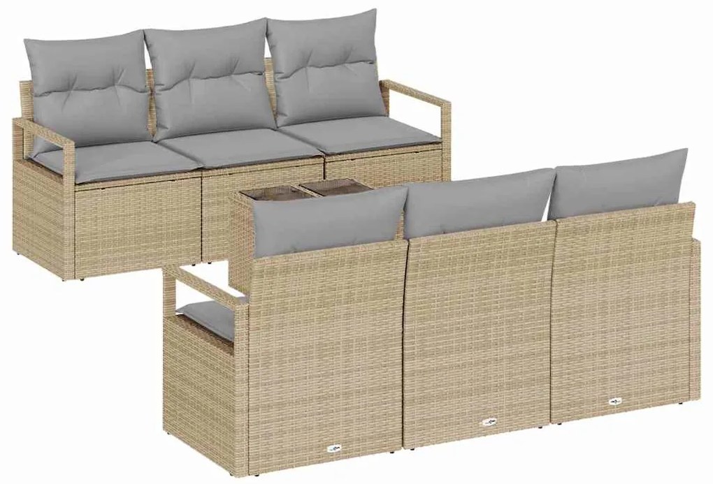 vidaXL Σετ Καναπέ Κήπου με μαξιλάρι 7 pcs Μπεζ, Γκρι 55 x 55 x 37 εκ