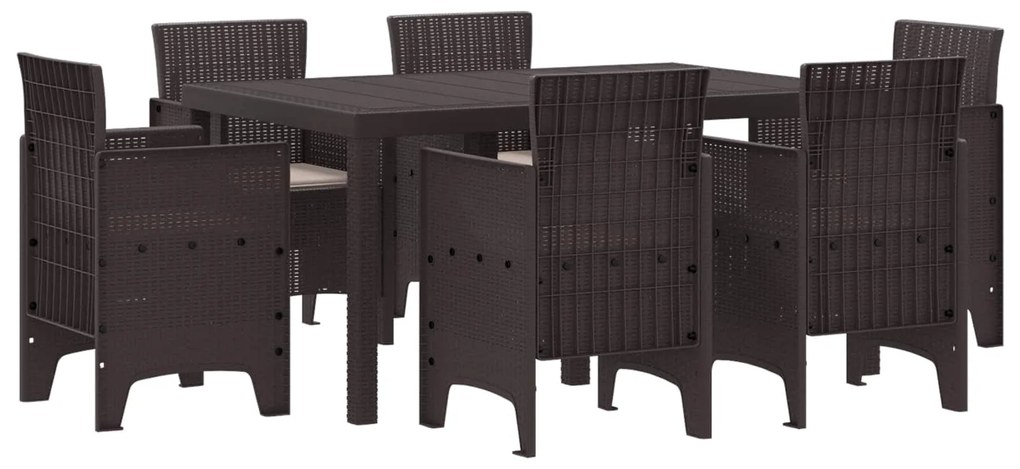 Σέτ φαγητού για κήπο 7 pcs Καφέ Rattan Polt