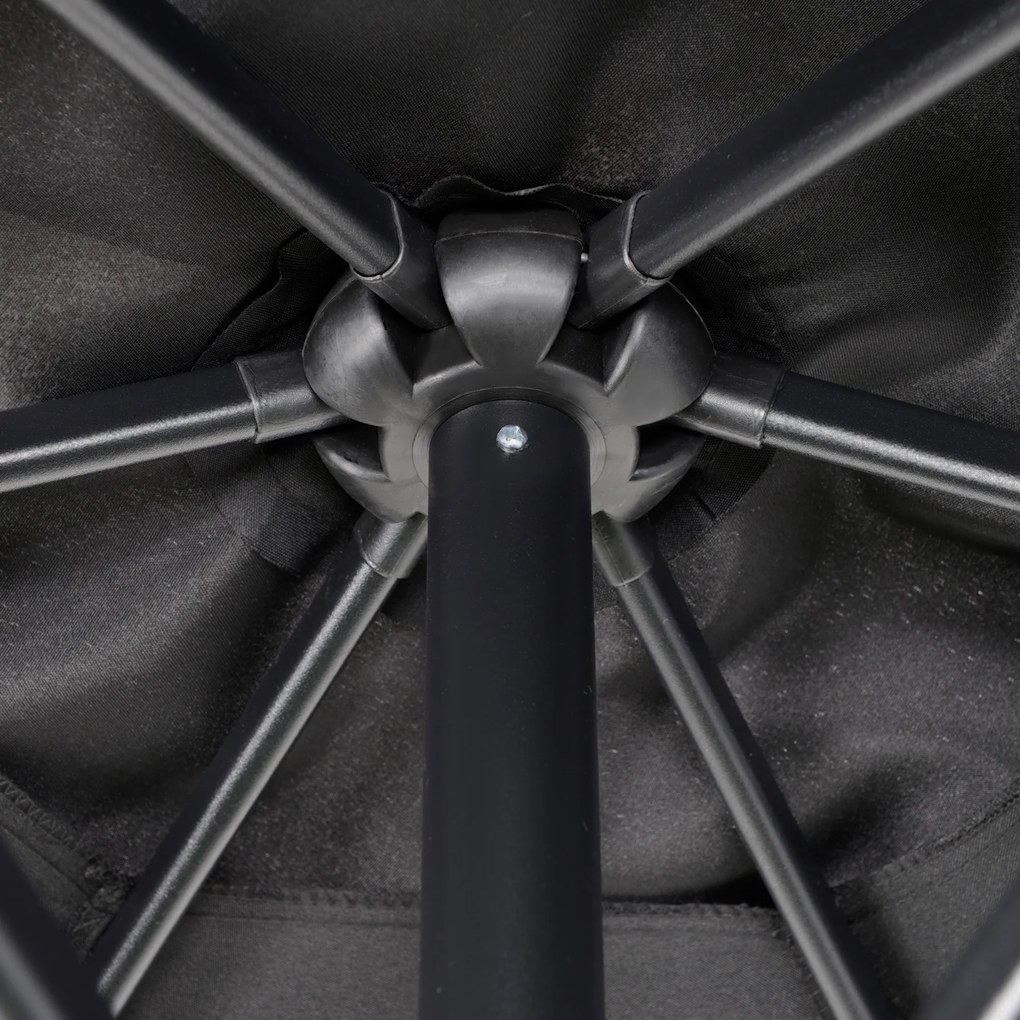Ομπρέλα εξωτερικού χώρου Outsunny Ø196 cm, εξαγωνική ομπρέλα μπαλκονιού για παραλία, μπαλκόνι, κήπο, μαύρο