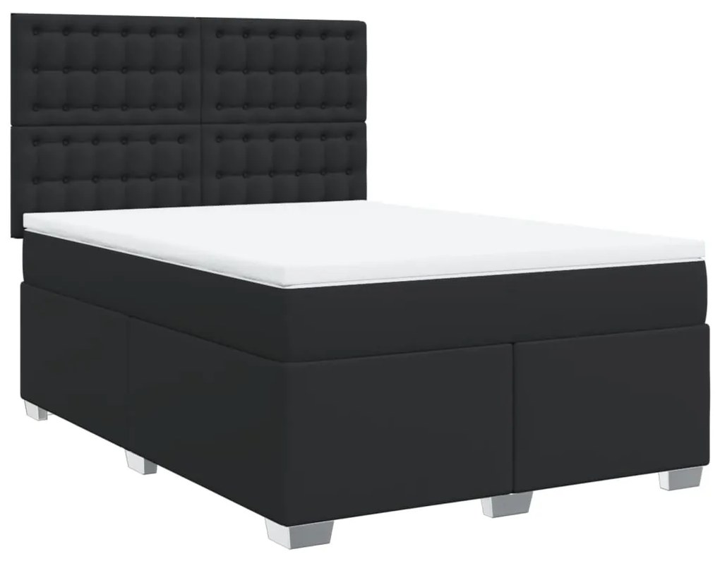 vidaXL Κρεβάτι Boxspring με Στρώμα Μαύρο 160x200εκ.από Συνθετικό Δέρμα