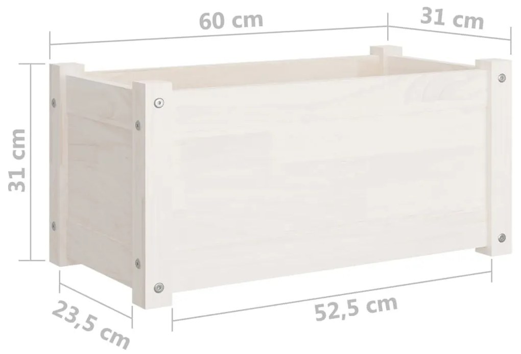 Ζαρντινιέρα Λευκή 60 x 31 x 31 εκ. από Μασίφ Ξύλο Πεύκου - Λευκό