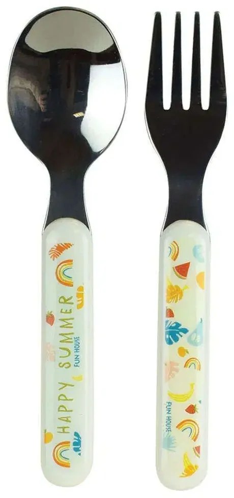Κουτάλι &amp; Πιρούνι Παιδικό (Σετ 2Τμχ) Fruity's 006101 3x13,5cm Multi Ango 2 τμχ Polypropylene