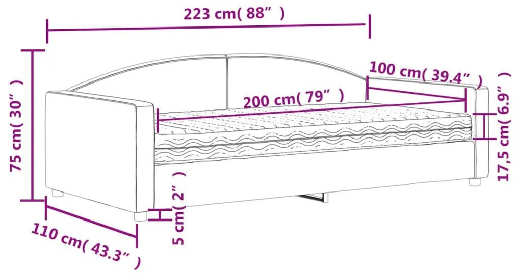 Καναπές Κρεβάτι με Στρώμα Taupe 100 x 200 εκ. Υφασμάτινο - Μπεζ-Γκρι