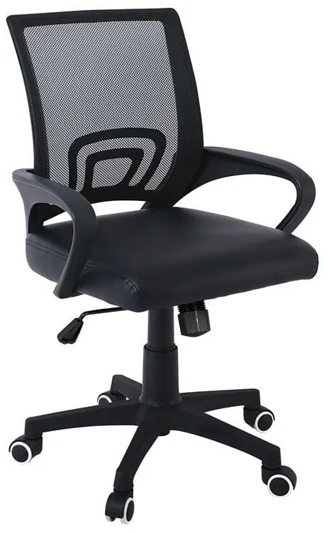 BF2101-P Πολυθρόνα Γραφείου με Ανάκλιση Μαύρο Mesh - Pu