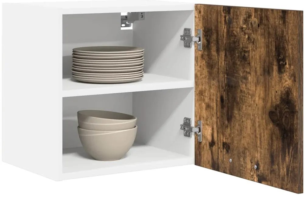 vidaXL Κρεμαστό ντουλάπι Καπνιστός Δρυς και Λευκό 40 x 31 x 40 εκ.