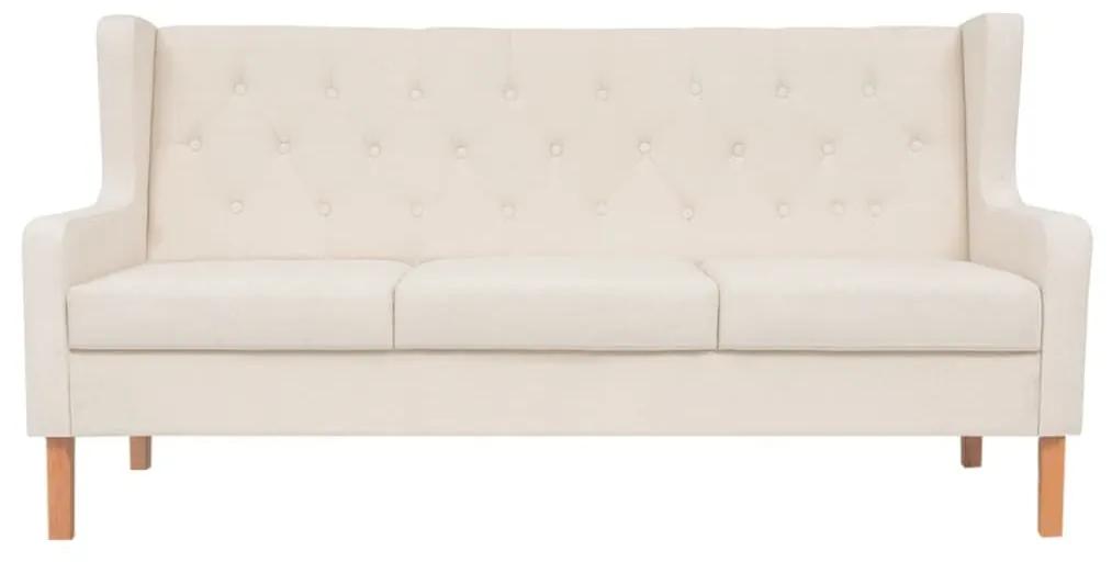 Καναπές Τριθέσιος Λευκό Κρεμ Υφασμάτινος - Λευκό