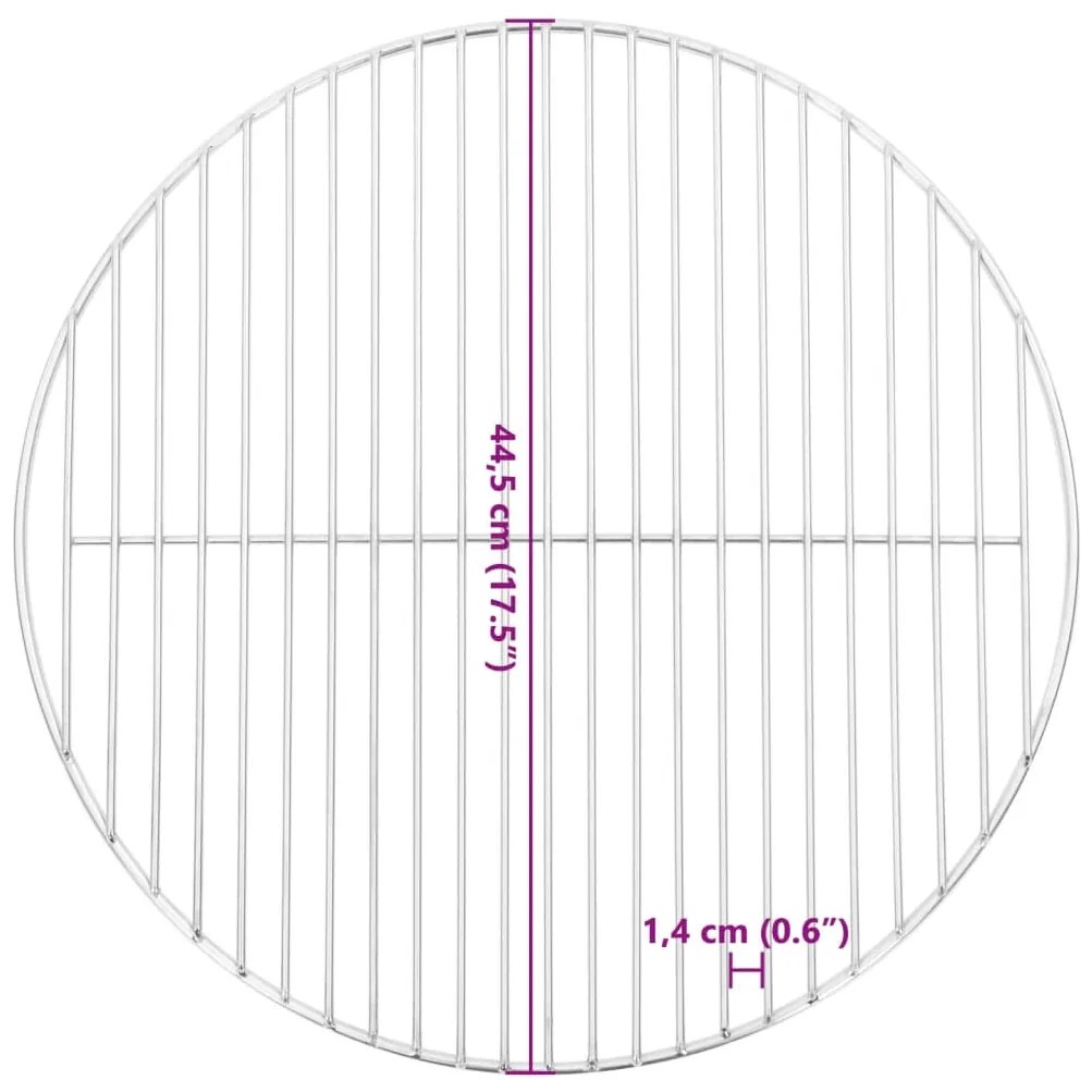 vidaXL Σχάρα Ψησίματος Στρογγυλή Ø44,5 εκ. Ανοξείδωτο Ατσάλι 304