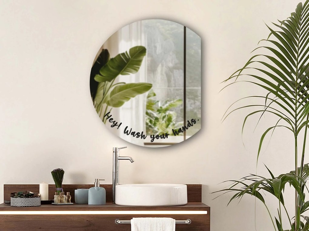 Αυτοκόλλητο για καθρέφτη S47 – Hey! Wash your hands. (round)