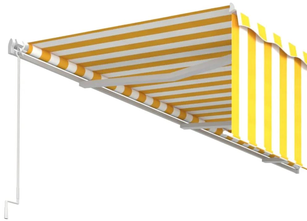 vidaXL Τέντα Συρόμενη Χειροκίνητη με Σκίαστρο Κίτρινο / Λευκό 6 x 3 μ.