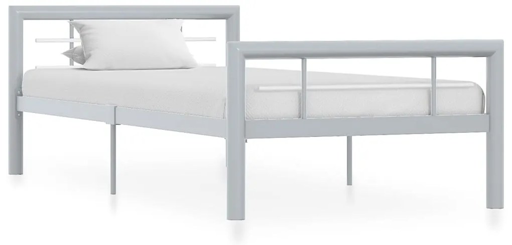 vidaXL Πλαίσιο Κρεβατιού Γκρι / Λευκό 90 x 200 εκ. Μεταλλικό