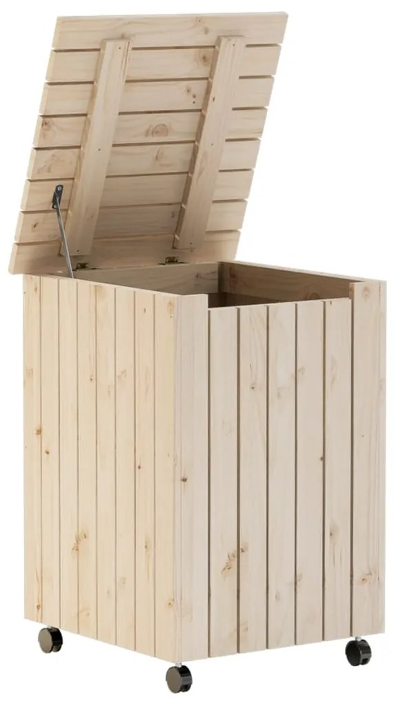 vidaXL Καλάθι Άπλυτων με Τροχούς RANA 45x45x64εκ. Μασίφ Ξύλο Πεύκου