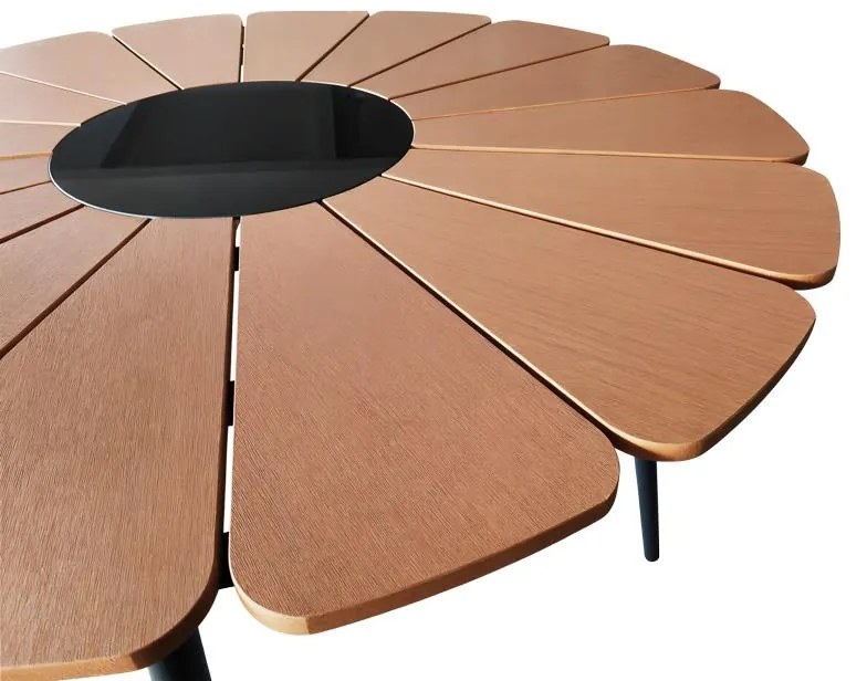 Τραπέζι Pinap Μαύρο Αλουμίνιο με Polywood Φυσικό Φ110x74εκ. 110x110x74 εκ.