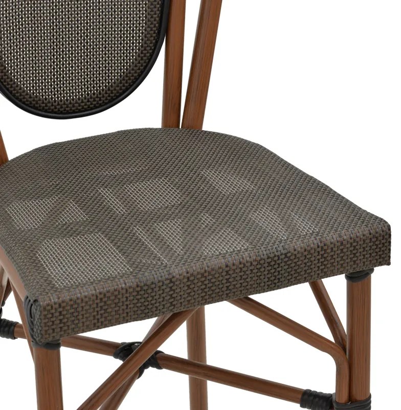 Σκαμπό μπαρ Dezyan pakoworld καρυδί αλουμίνιο-γκρι textilene 41.5x53.5x116εκ