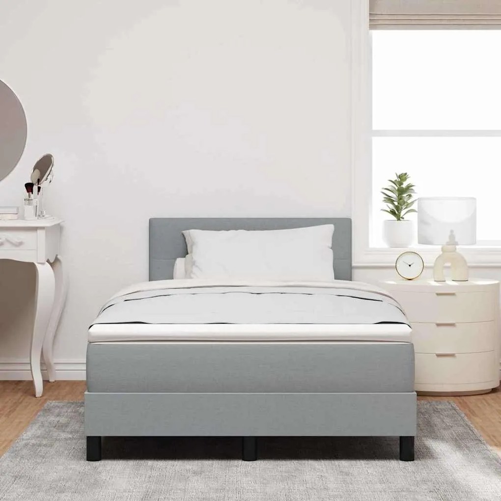 vidaXL Κρεβάτι box spring με στρώμα Ανοιχτό γκρι 120 x 190 cm ύφασμα