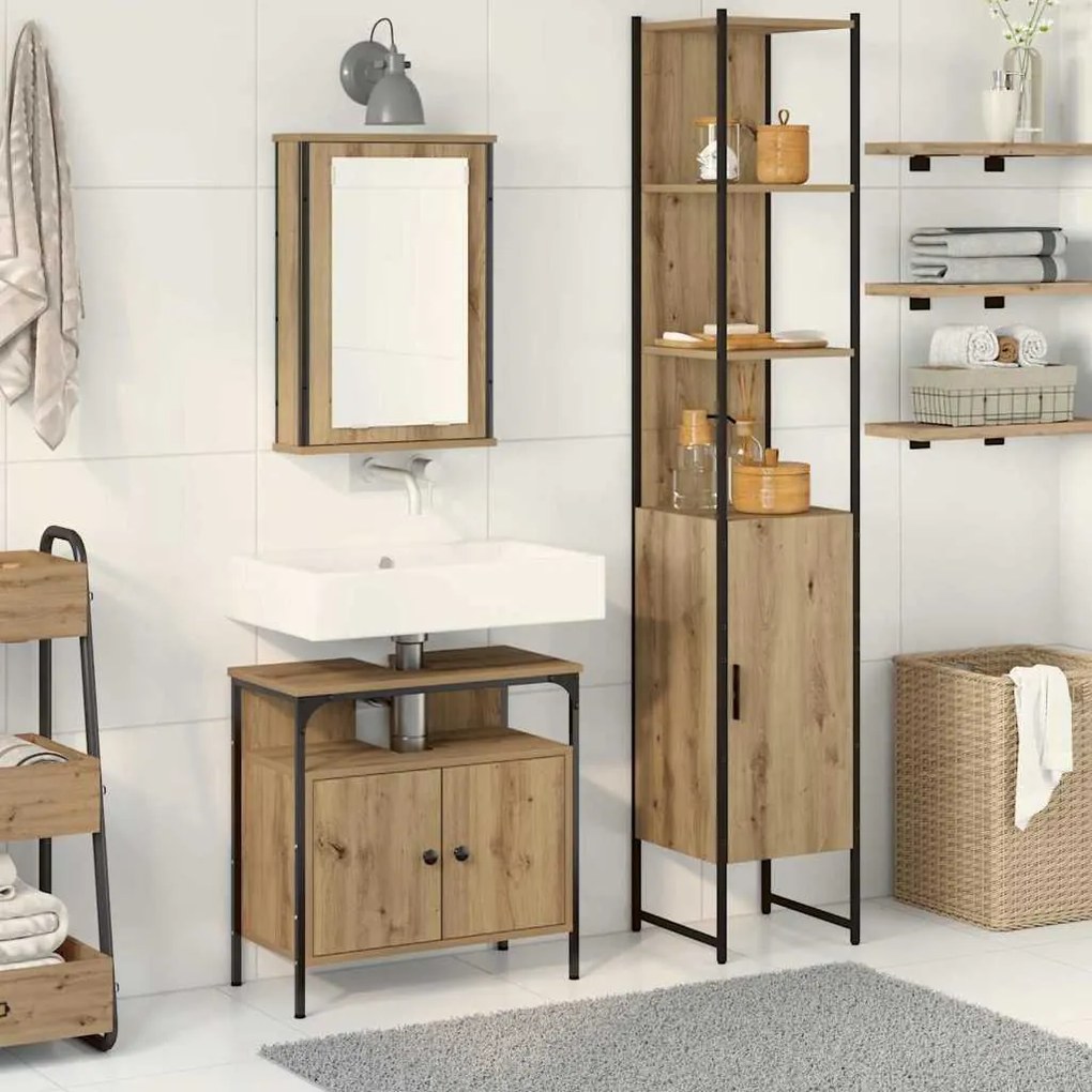 Σετ Επίπλων Μπάνιου 3 pcs Artisan Oak Επεξεργασμένο ξύλο
