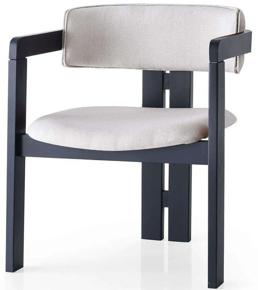Πολυθρόνα 974NMB1770 58x49x76cm Cream-Black Ξύλο,Ύφασμα