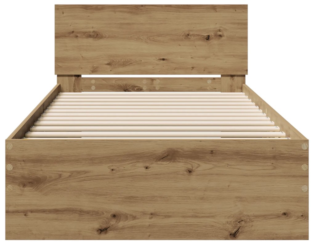 vidaXL Κρεβάτι από Τέχνη Δρυ 90x190 cm Επεξεργασμένο Ξύλο