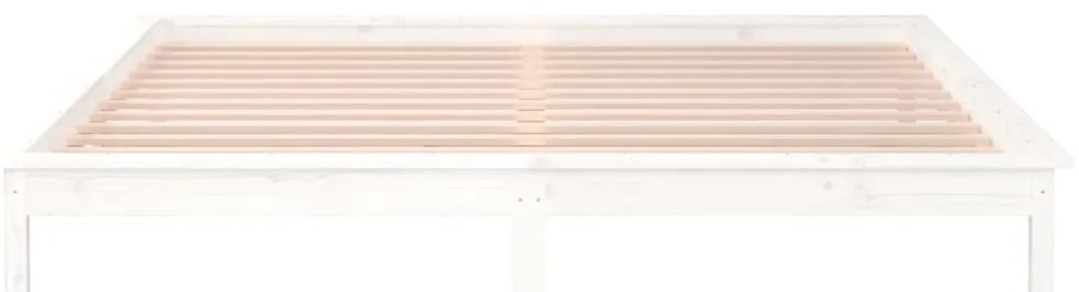 vidaXL Πλαίσιο Κρεβατιού με LED Λευκό 140 x 200 εκ. από Μασίφ Ξύλο
