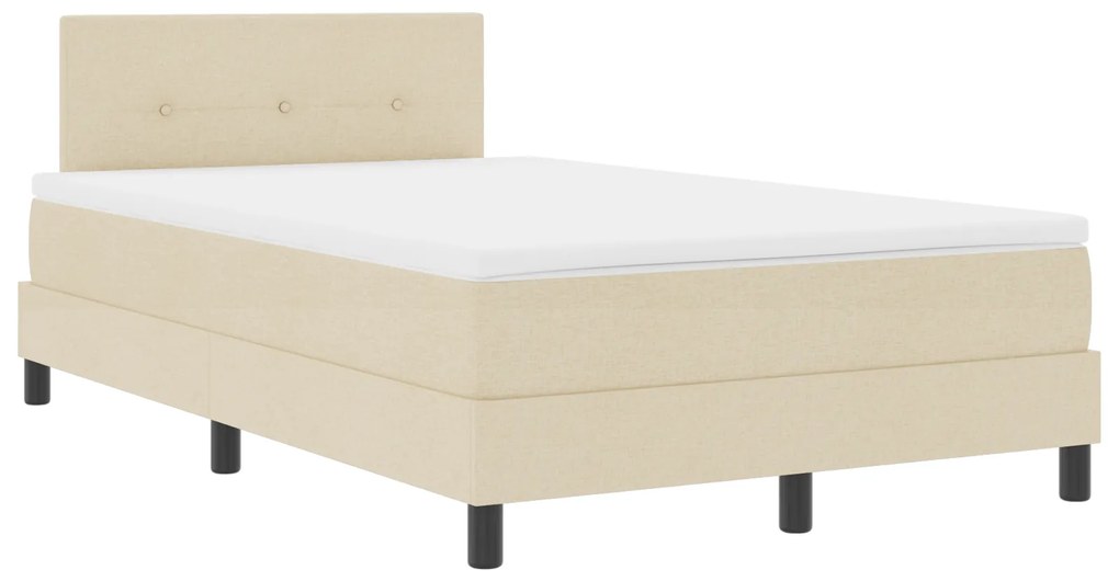 vidaXL Κρεβάτι Box Spring με Στρώμα & LED Κρέμ 120x200 cm Ύφασμα