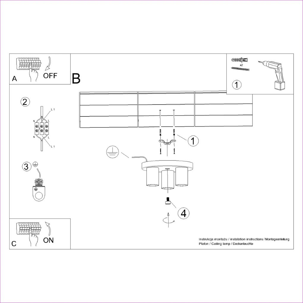 Sollux Φωτιστικό οροφής LAGOS 3P λευκό,ατσάλι,3xGU10,max 10W LED,IP20