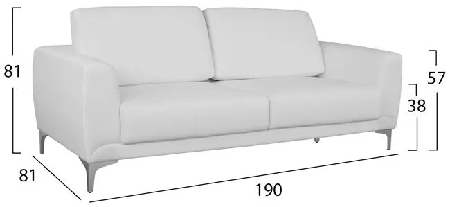 ΚΑΝΑΠΕΣ 3ΘΕΣΙΟΣ KENZIE HM3121.32 ΜΕ ΛΕΥΚΟ PU 190x81x81 εκ.