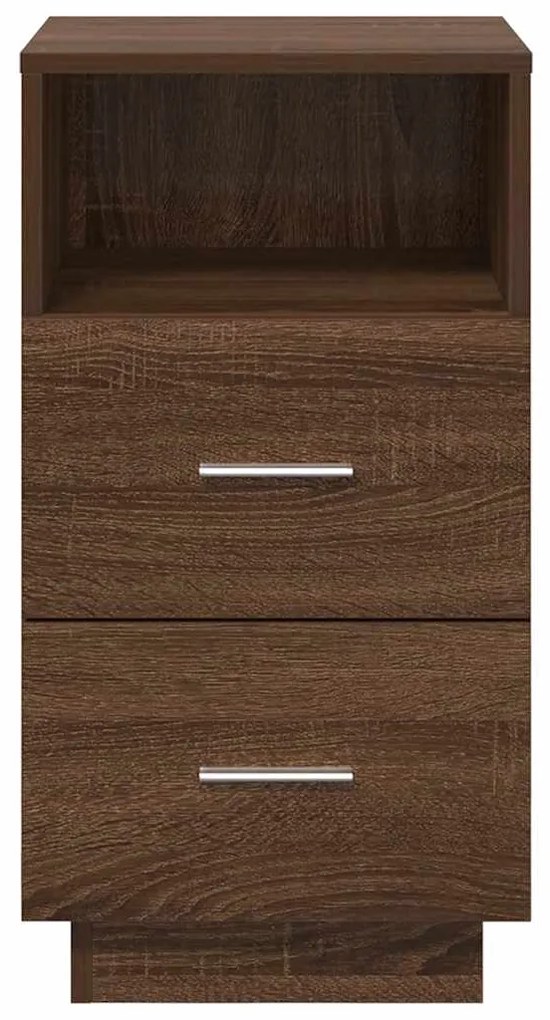 Κομοδίνα 2 τμχ με 2 συρτάρια Καφέ Δρυς 36x36x68 εκ. - Καφέ