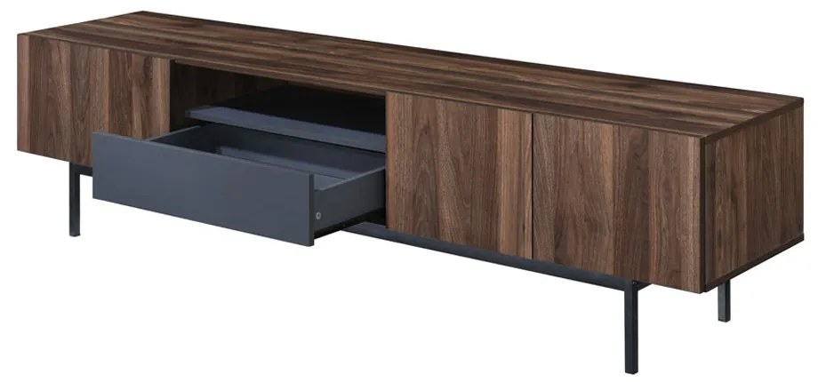 GROOVES TV STAND 2ΠΟΡΤΕΣ 2ΣΥΡΤΑΡΙΑ WOTAN OAK ΓΚΡΙ 180x41,5xH50cm - 05-0668 - 05-0668