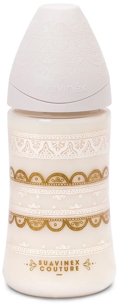 Πλαστικό Μπιμπερό 270ml Με Θηλή Σιλικόνης 0+Μ Suavinex H.Couture White
