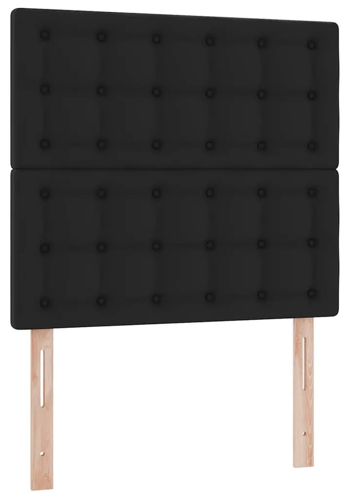 Οθωμανικό κρεβάτι με στρώμα &amp; LEDs Μαύρο 90x190cm Faux Leather 3313825