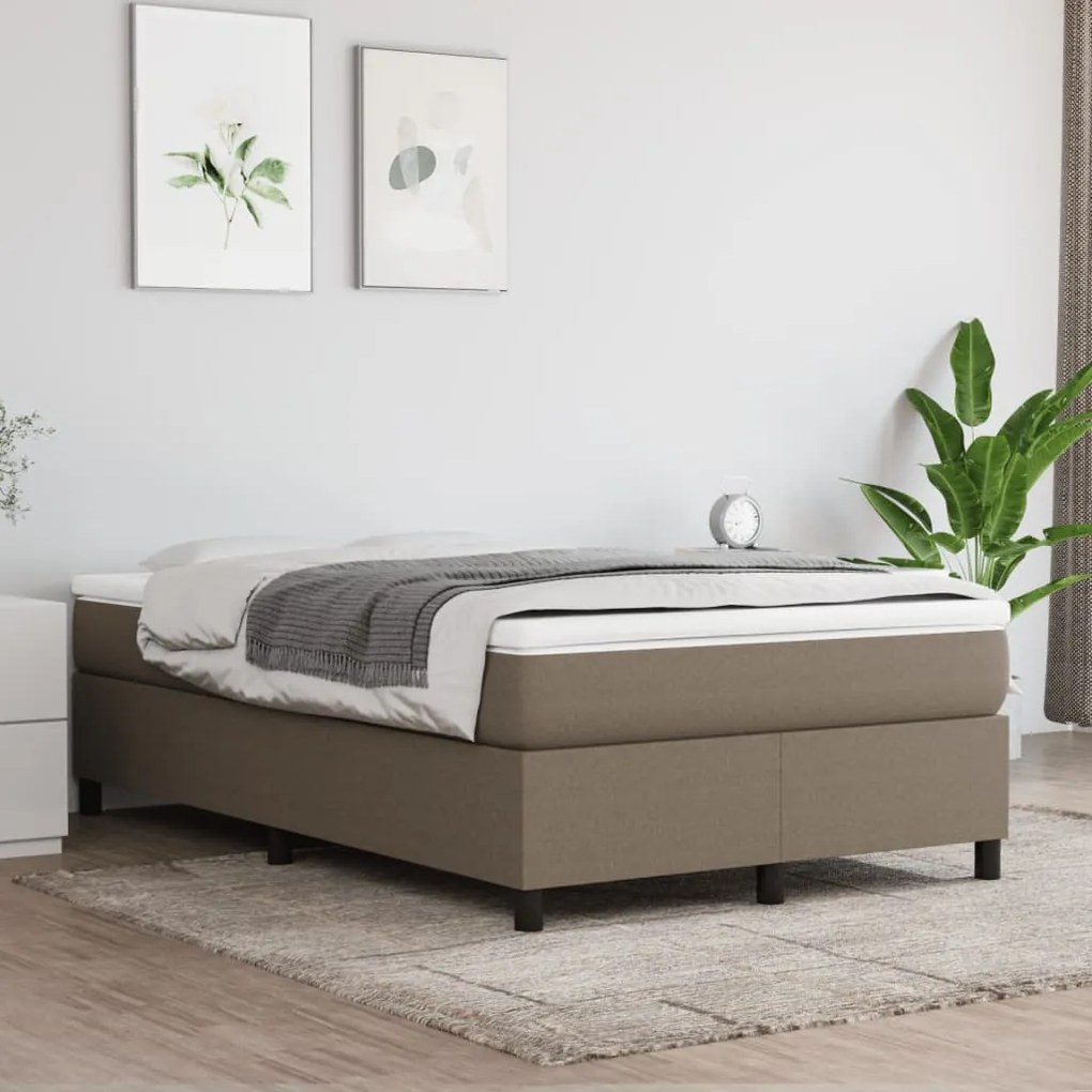 Κρεβάτι Boxspring με Στρώμα Taupe 120x200 εκ. Υφασμάτινο - Μπεζ-Γκρι