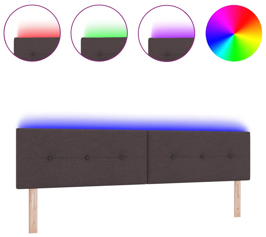 vidaXL LED Κεφαλαριό με Κουμπιά και Ταπί Καφέ 100 εκ Υφάσματος
